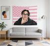 1Pc SKZ Changbin Cheeks American Flag Canvas - Patriotic Pink & White Stars & Stripes, Soft Polyester for Home Decor, Birthday