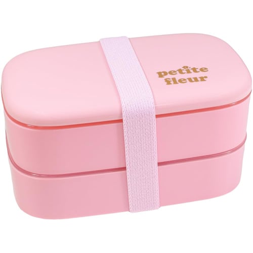 Petit Fleur Men's Oval 2-Tier Lunch Container, 800ml, Pink, 03051