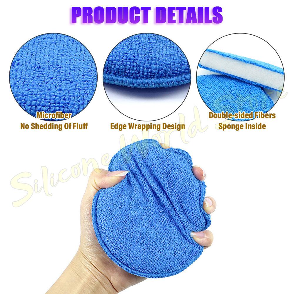 Silicone World 5 шт. Губчатый блок для полировки и нанесения воска, Круглая поролоновая подушка-аппликатор из микрофибры, Инструменты для детейлинга, ухода и чистки автомобиля