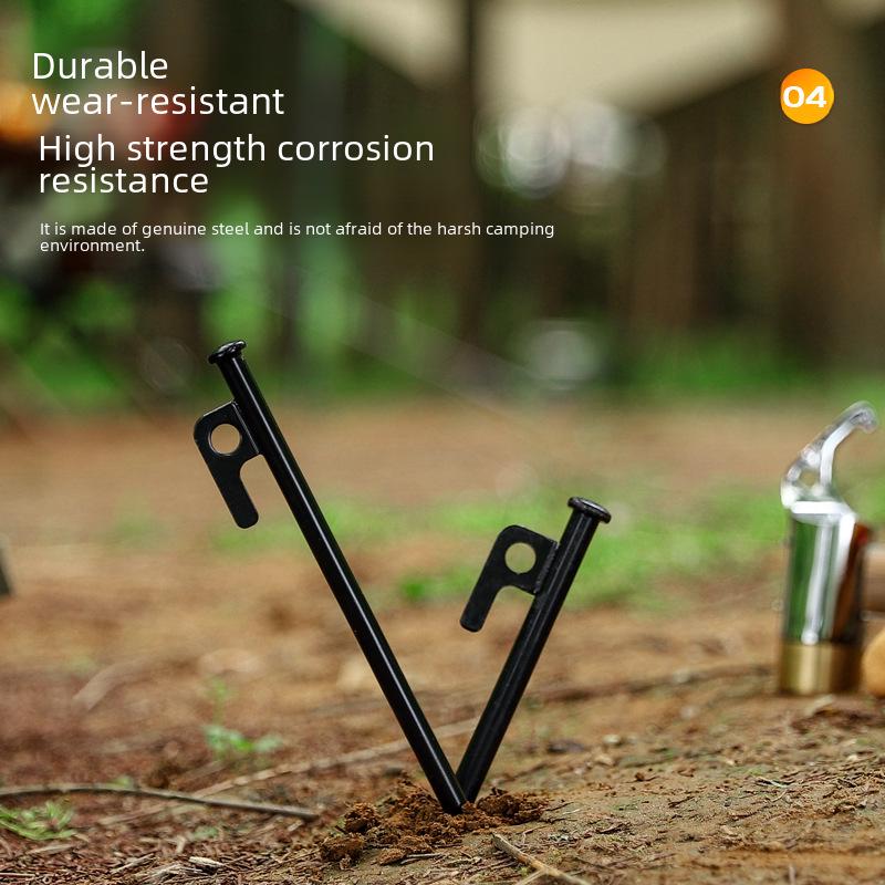 Outdoor Camping Windproof Steel Tent Peg Set
