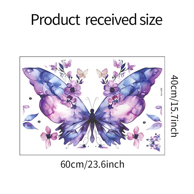 Фиолетовая бабочка цветок настенная наклейка холодильник наклейка на дверь шкаф спальня украшение дома наклейка украшение