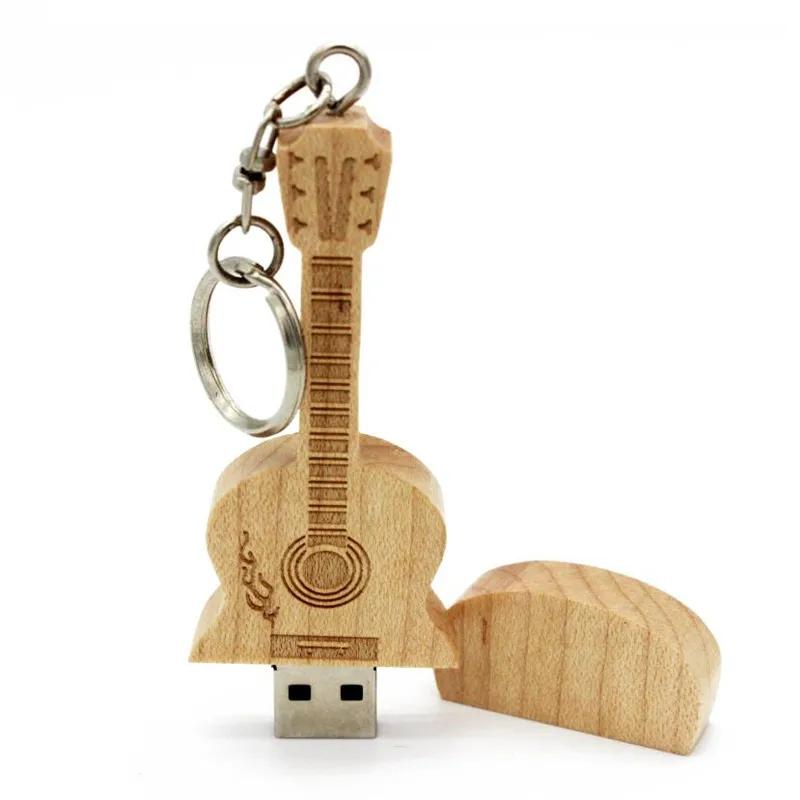 JASTER Металлический брелок Натуральное дерево бамбук Модель гитары USB флеш-накопитель pendrive 4 ГБ 16 ГБ 32 ГБ 64 ГБ флешка