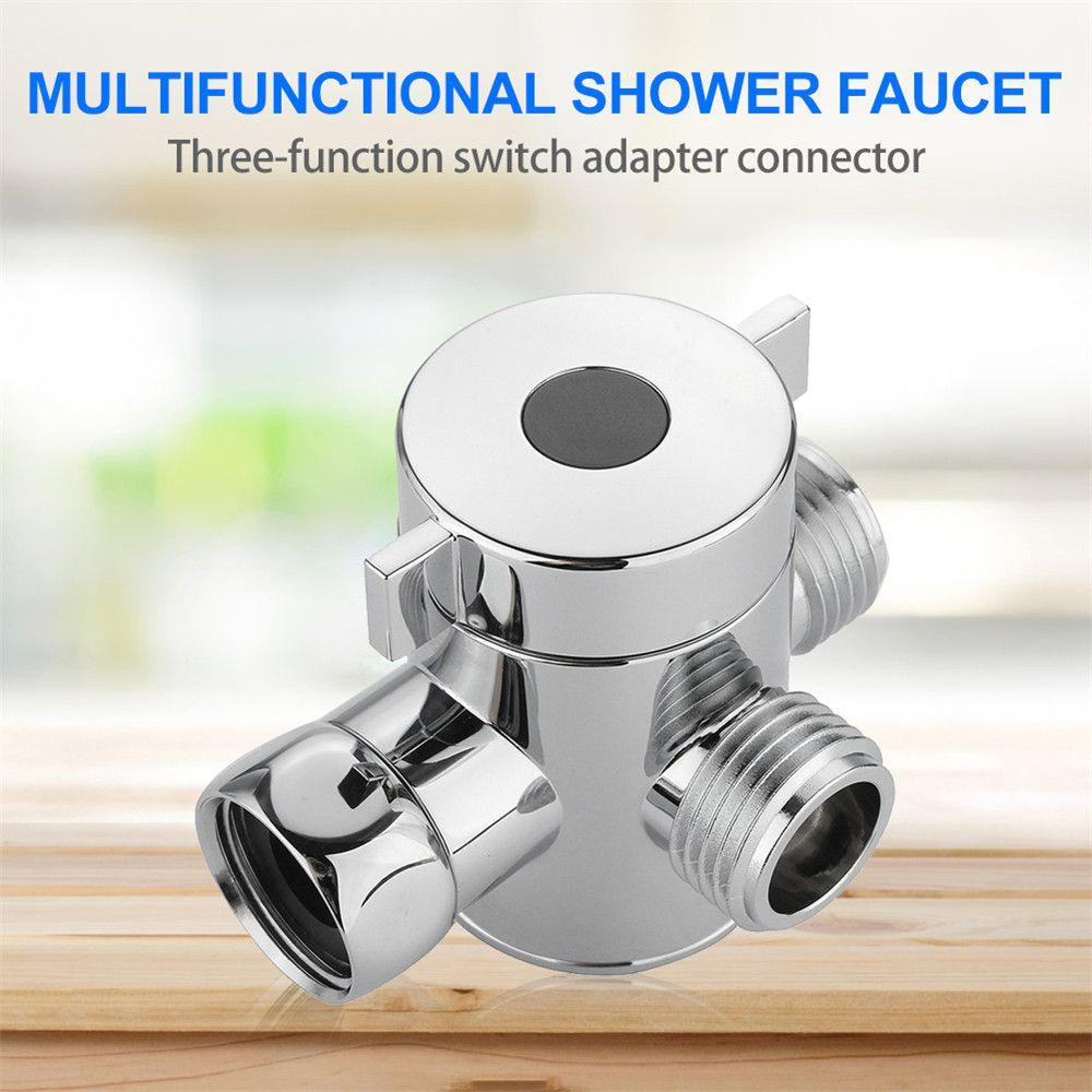 1/2 Inch Bathroom Adjustable Switch 3-Way Connector Shower Head Shunt Diverter Valve T-adapter