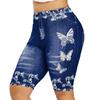 Plus Size 3D Print Capri Leggings For Women Faux Denim Women Fashion Jegging Shorts