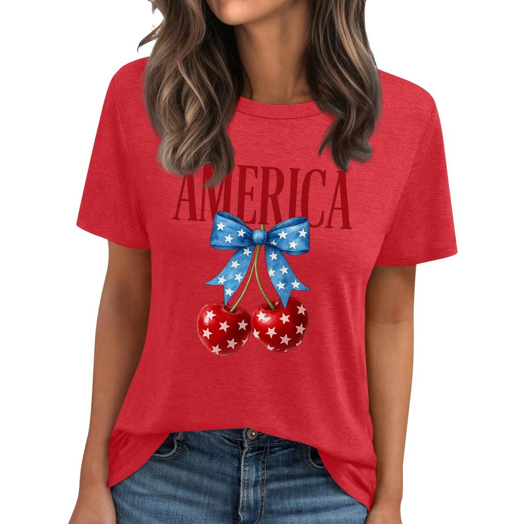 Женская футболка с круглым вырезом и короткими рукавами с принтом