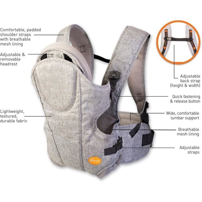 Dreambaby Porte-bébé ajustable 3-1 Oxford pour les nouveau-nés et les enfants jusqu'a 15kg - Convient a toutes les tailles