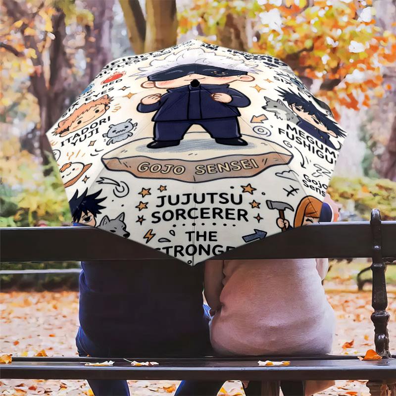 1 PC Automatic Folding Umbrella - Jujutsu Kaisen Pattern Portable Foldable Design With 8 Ribs Christmas Birthday Gifts