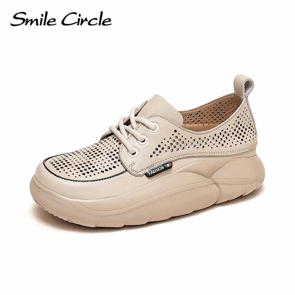 Массивные женские кроссовки из натуральной кожи, полые туфли на плоской подошве со шнуровкой, низкие повседневные туфли в стиле ретро