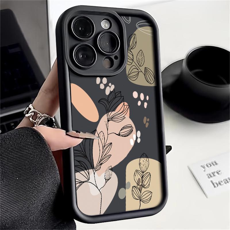 White Magnolia Pattern Phone Case For iPhone 16 15 14 Pro Max 15 16 Plus 12 13 Pro 11 16E Candy Color Shockproof Silicone Cover