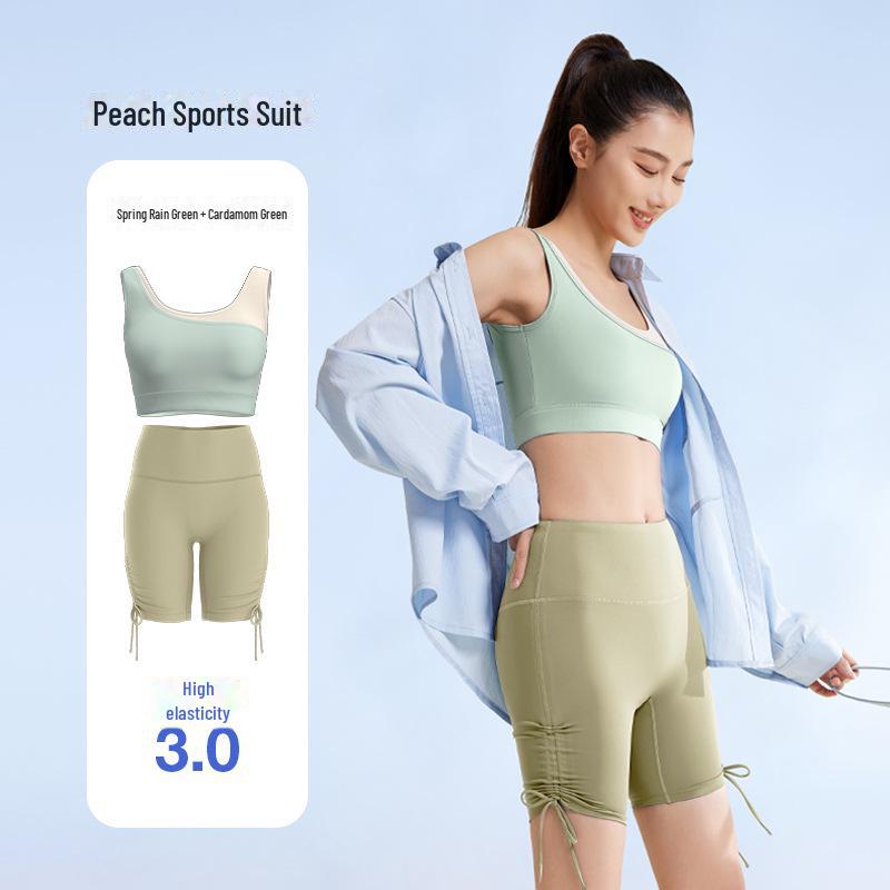 Бесшовный летний костюм для йоги Juyitang: Высокоэластичный, облегающий, цельный с красивым дизайном спинки