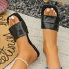 Fashion Minimalist Single Band Slide Sandals Solid Color Women Slippers 2025 Summer New Outdoor Sandy Beach Open Toe Flat Shoes