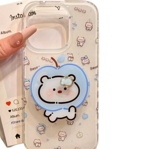 Single Layer Blue for Apple Bear for IPhone16pomax for Apple 15pr Mobile Phone Case 14 New Style 13 Cartoon 12