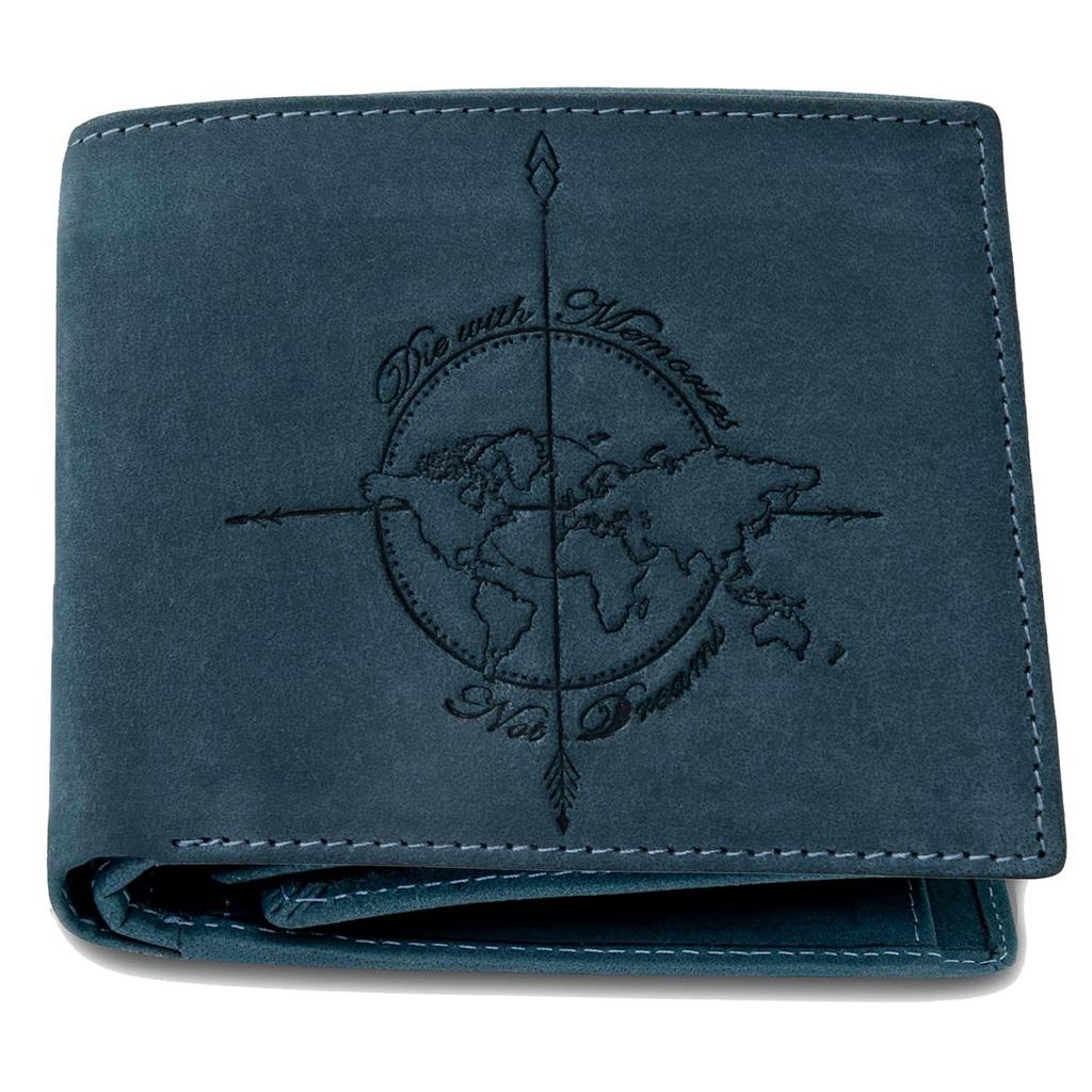 Кожаный кошелек Atlas Vintage Blue World Map для мужчин