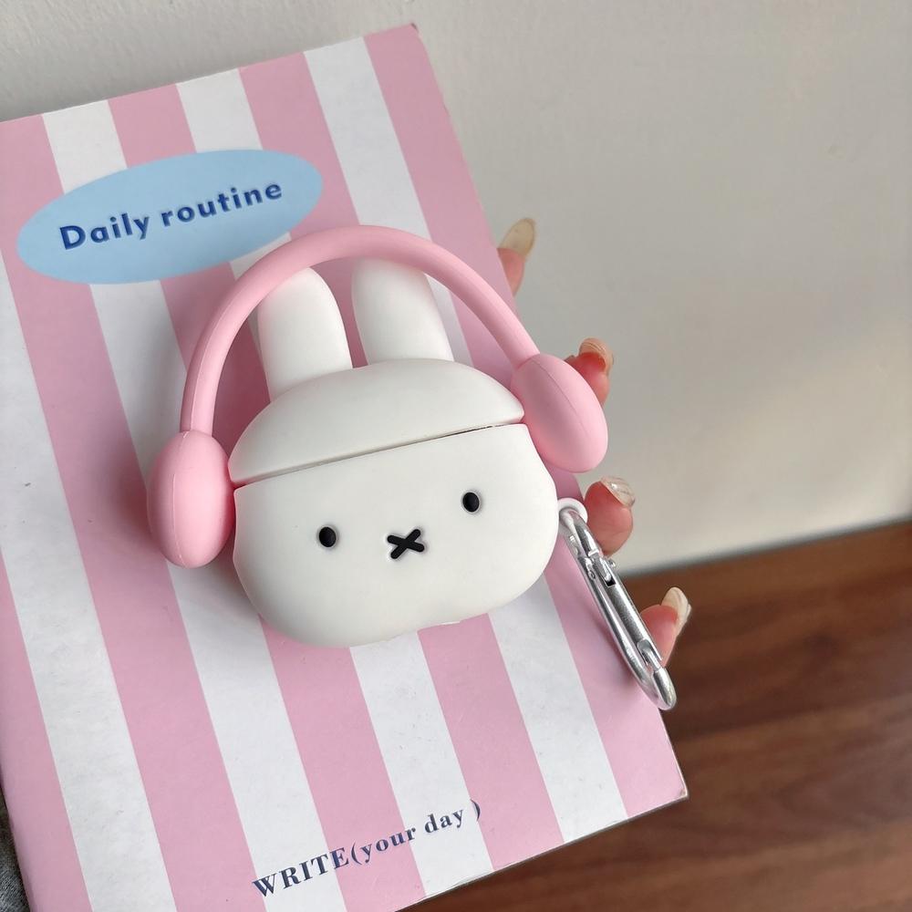 Earphone Case For Airpods 4 2 3 1 Pro 3 2 Kawaii Cute Cartoon 3D Miffy Rabbit Wireless Bluetooth Headset Protective Soft Cover