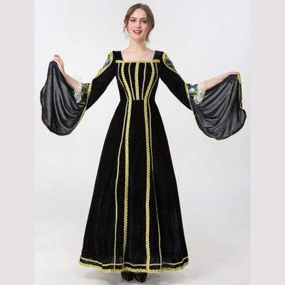 Хэллоуин Европейское Средневековое Винтажное Придворное Платье Благородная Королева Бархатное Платье Сценический Костюм