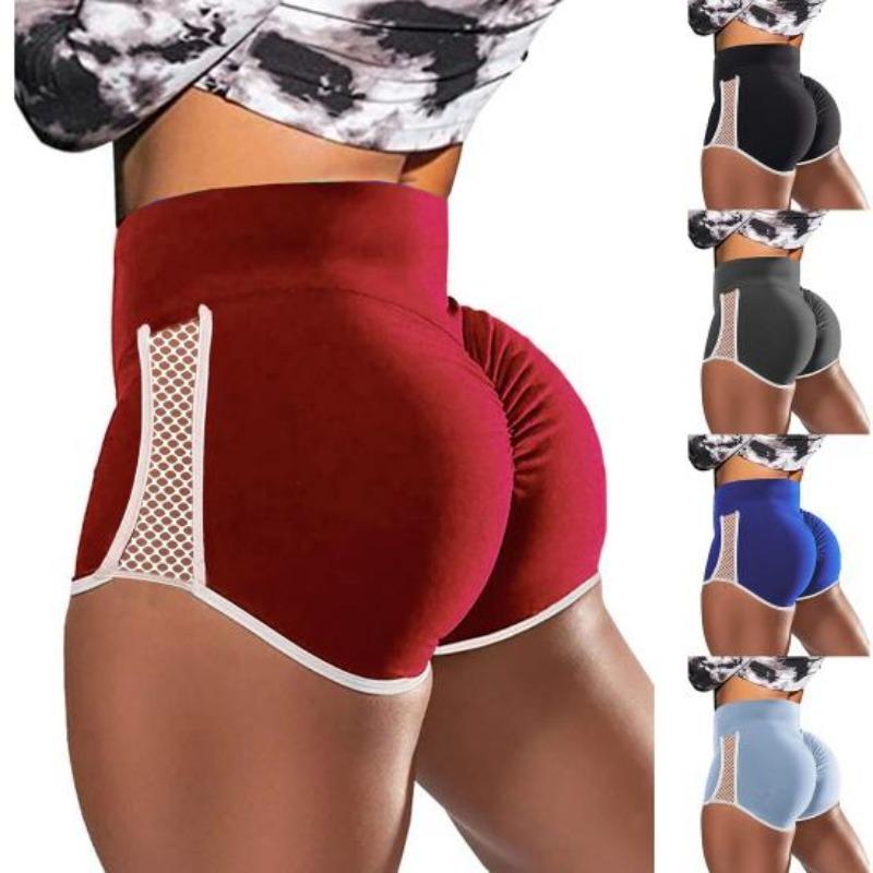 Women Sports Shorts Sexy High Waist Hip Lift Abdomen Tightening Hollow Out Push Up Yoga Shorts