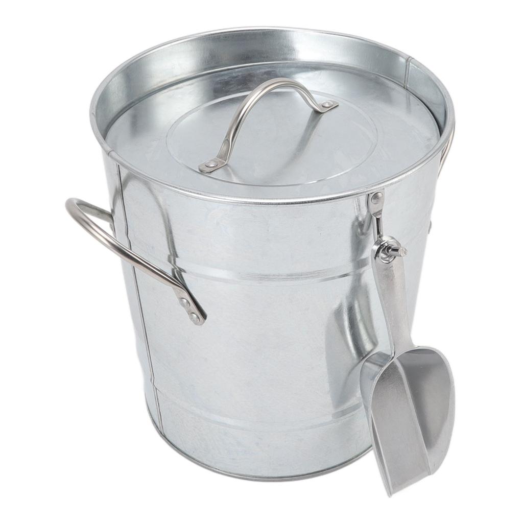 Ice Bucket Round with Ice Shovel Galvanized Sheet Plastic Beer Chiller Bin for Bar Home