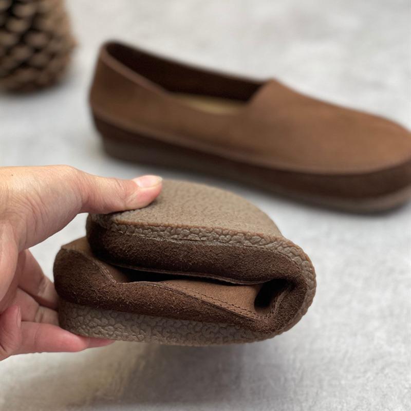 Весенние винтажные женские туфли из коровьей кожи с плоским круглым носком, мягкая кожаная подошва, повседневные туфли для бабушки