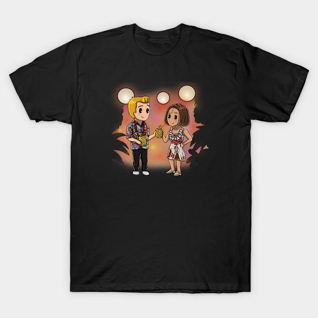 Asian Size Men Print T-shirt Luau Night With Tom And B’Elanna No-Cut Heat Transfer Print Cotton Tshirt