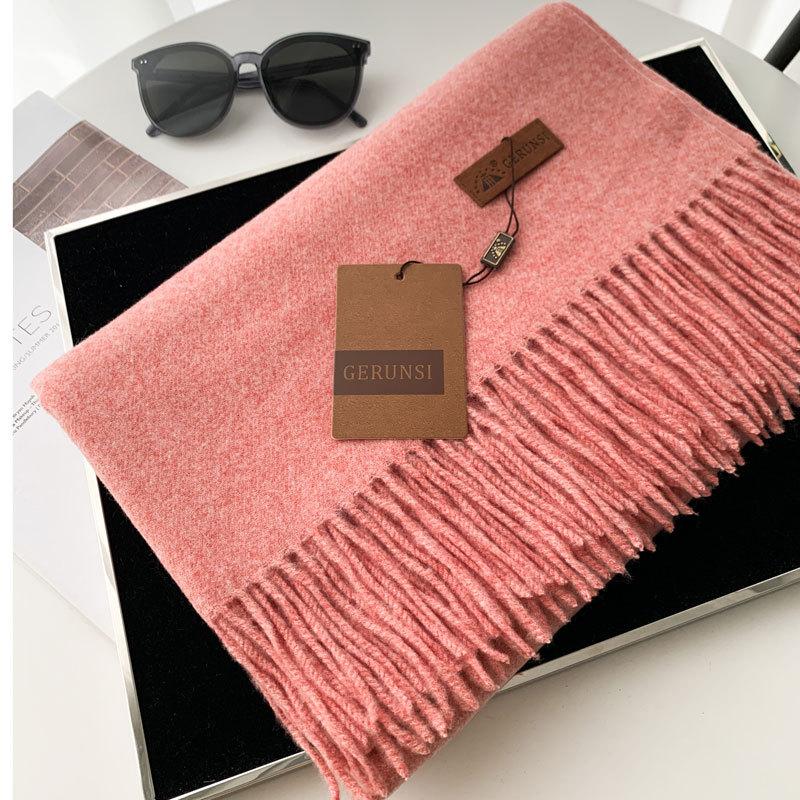 Cashmere Hand Feel Autumn And Winter Solid Color Scarf Women'S Thick Tassel Simple And Versatile Soft And Warm Imitation Cashmere Shawl
