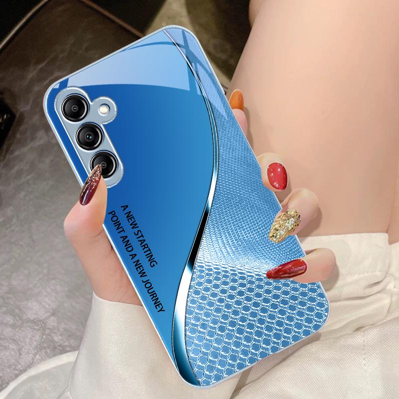 Закаленное Стекло Чехол Для Телефона Для Samsung Galaxy A14 4G 20 30 52 20S 21S 22 A25 32 33 34 42 50 51 53 54 70 71 5G Сетчатая Текстура Кривой