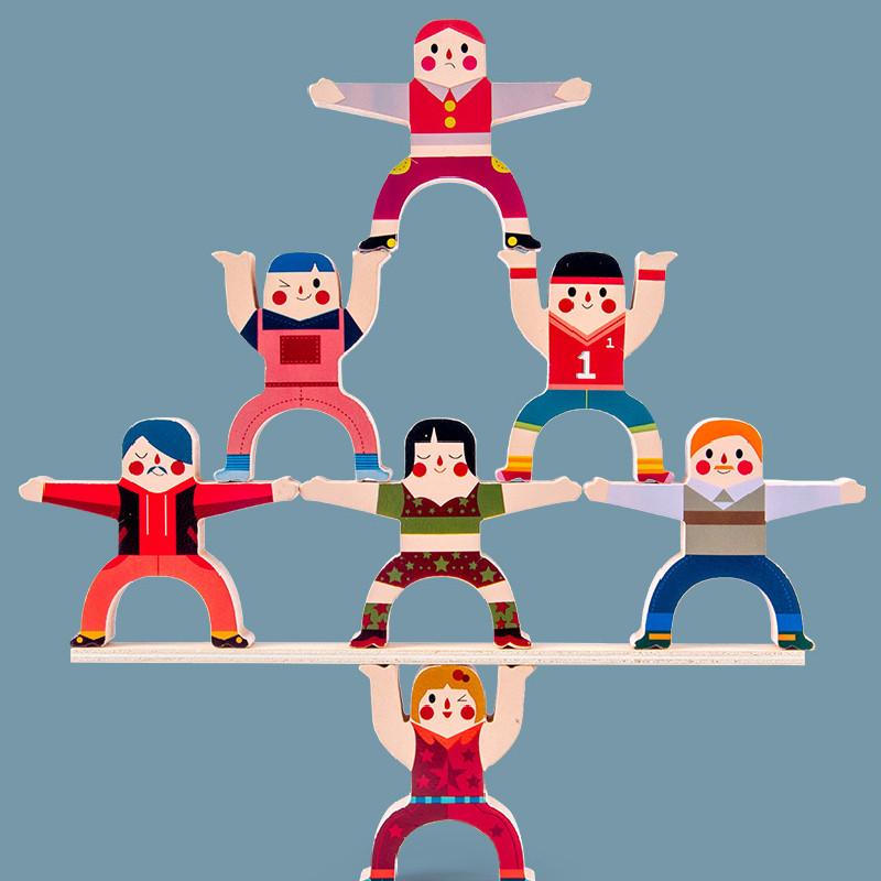 Character Wooden Building Blocks Balanced Stacking Children Toy Set For Learning