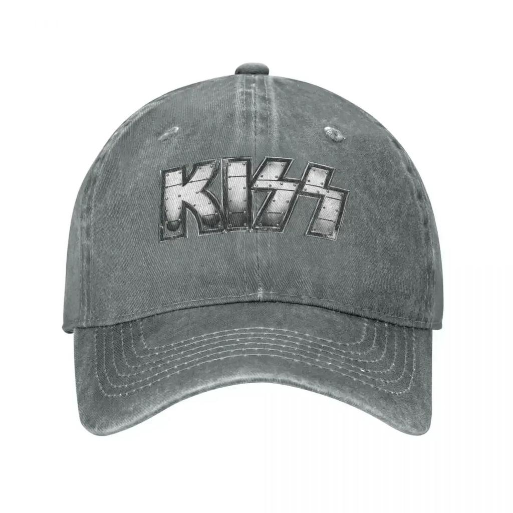 Кепка Бейсболка Kiss Heavy Metal Мужская Женская Кепка Рок Бренд Потертая Джинсовая Кепка Кепка Винтажная Для Улицы Все Сезоны Дорожная Кепка Snapback