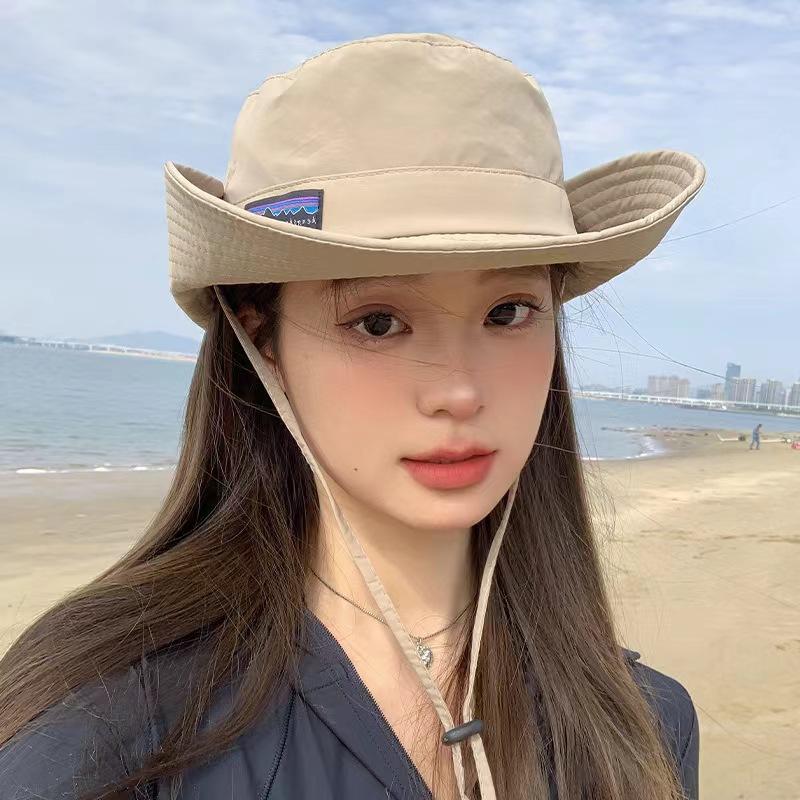 Japanese Men's Sun Protection Hat for Women Casual Outdoor Climbing Hat Big Head Brim Fisherman's Hat Folded