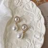 Palace Style Retro Faux Pearls Waterdrop Shape Dangle Earrings Golden Trim Ear Clip Design Drop Earrings Fashion Jewelry Gift