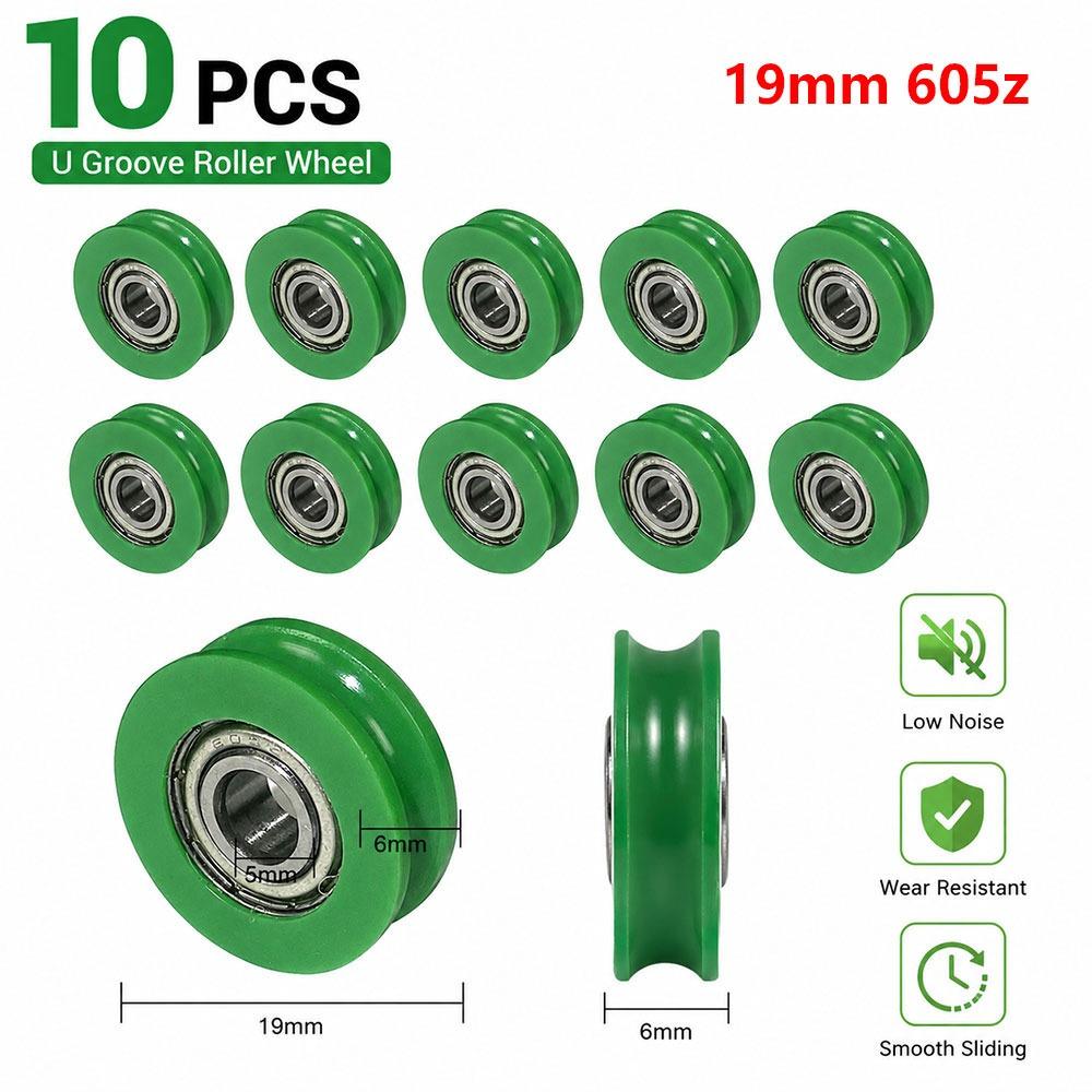 10Pcs Nylon POM Bearing Pulley Stainless Steel Rubber-Coated Pulley  for Doors Windows