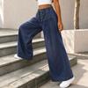 Women's Casual Ruched Ruffle Tie-Front Jeans for Everyday Wear and Weekend Outings