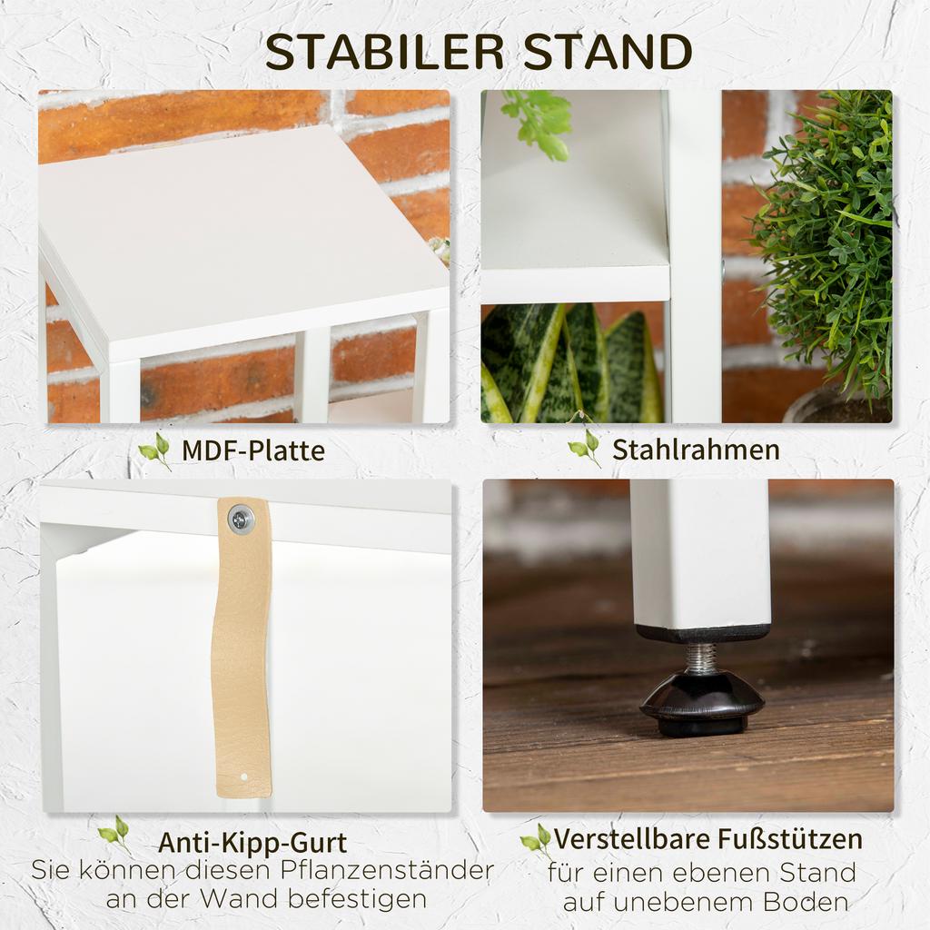 Flower Stand Plant Stand 7 Tiers For Indoor And Outdoor Areas Steel White 65 X 23 X 94 5cm
