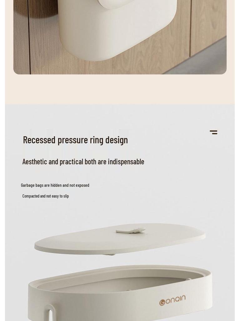 Wall-Mounted Trash Can with Lid for Bathroom, Toilet, Kitchen, or Household Use - High-End Crevice Storage Solution