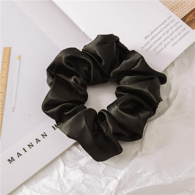 1Pc 12cm Black Brown Women Silk Satin Scrunchies Korean Ladies Girls Elastics Hair Band Ponytail Hold Hair Accessories