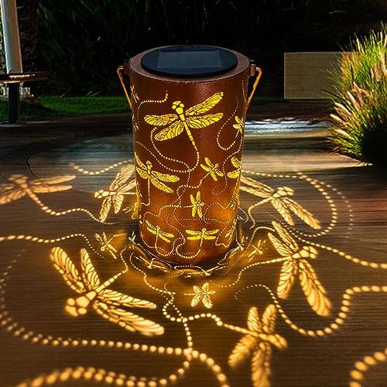 Уличный солнечный фонарь с ручкой, металлическая декоративная лампа в виде стрекозы, IP55, водонепроницаемый сад, задний двор, крыльцо, патио, лужайка, подвесной светильник