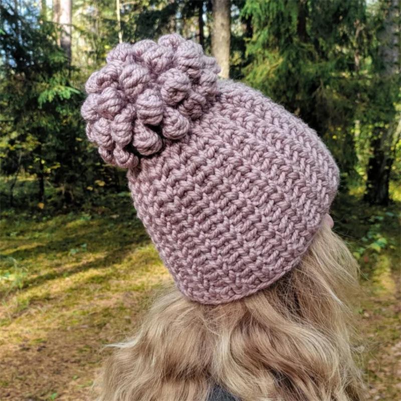 Новая вязаная вручную шапка из ледяной шерсти, теплый и милый мультяшный головной убор для осени и зимы