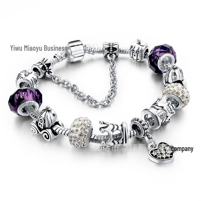 Винтажный рождественский браслет из бусин для женщин с европейским и американским влиянием, ажурный дизайн, бусины в виде рождественских шляп, ювелирное изделие в стиле Pandora