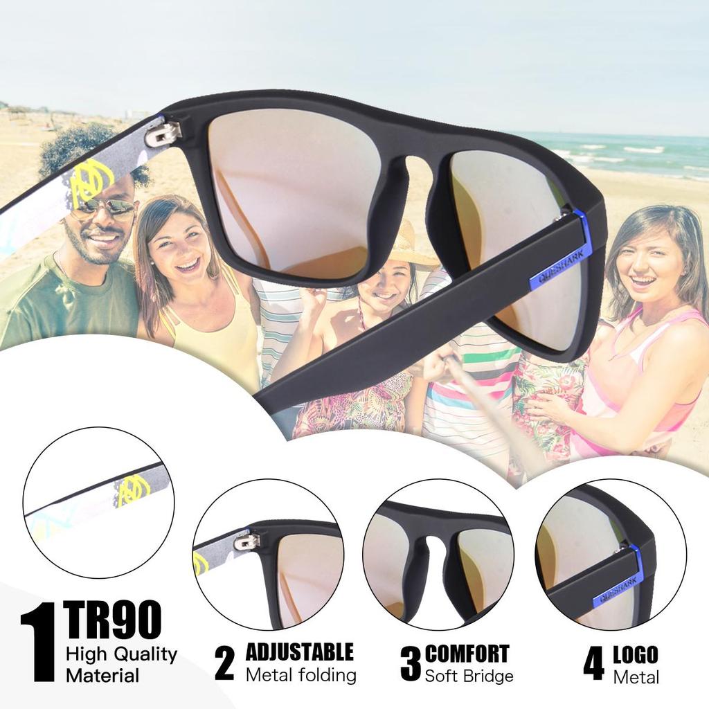 Queshark Поляризованные спортивные очки для бега, рыбалки, пешего туризма и велоспорта для мужчин и женщин