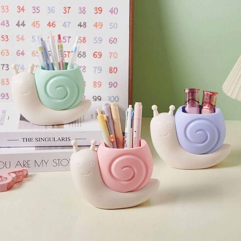Plastic Pencil Storage Box Interesting Stationery Organizer Snail Pen Holder Desktop Decor