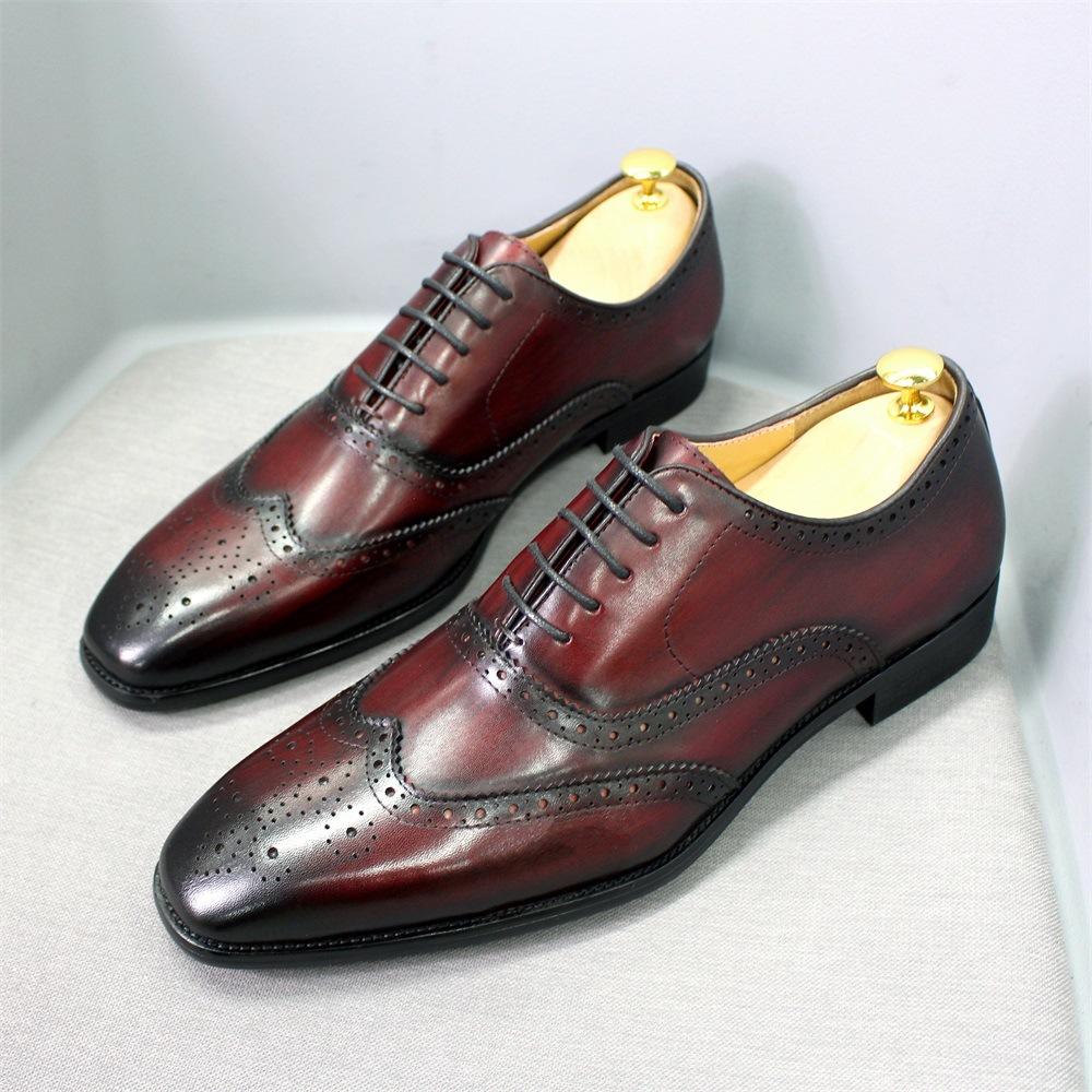British Style Brock Leather Men'S Shoes Men'S Oxford Shoes Business Casual Leather Shoes Men'S Tiktok Breathable Wear