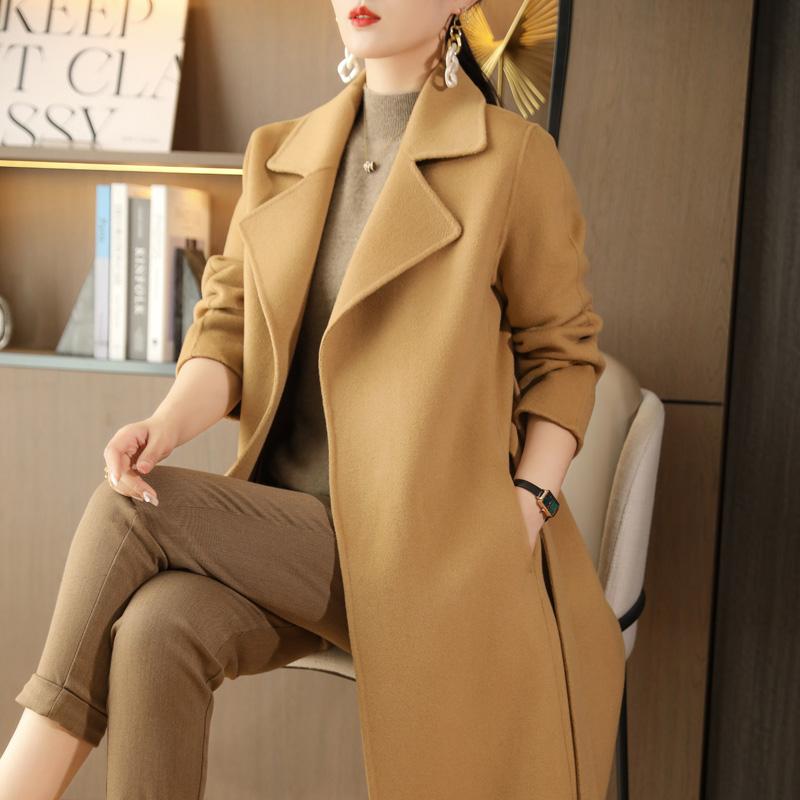 Женское пальто из 100% шерсти TIDENOVEL Осеннее шерстяное длинное пальто Ручной работы Пальто-бушлат Зимняя теплая шерстяная длинная куртка Пальто