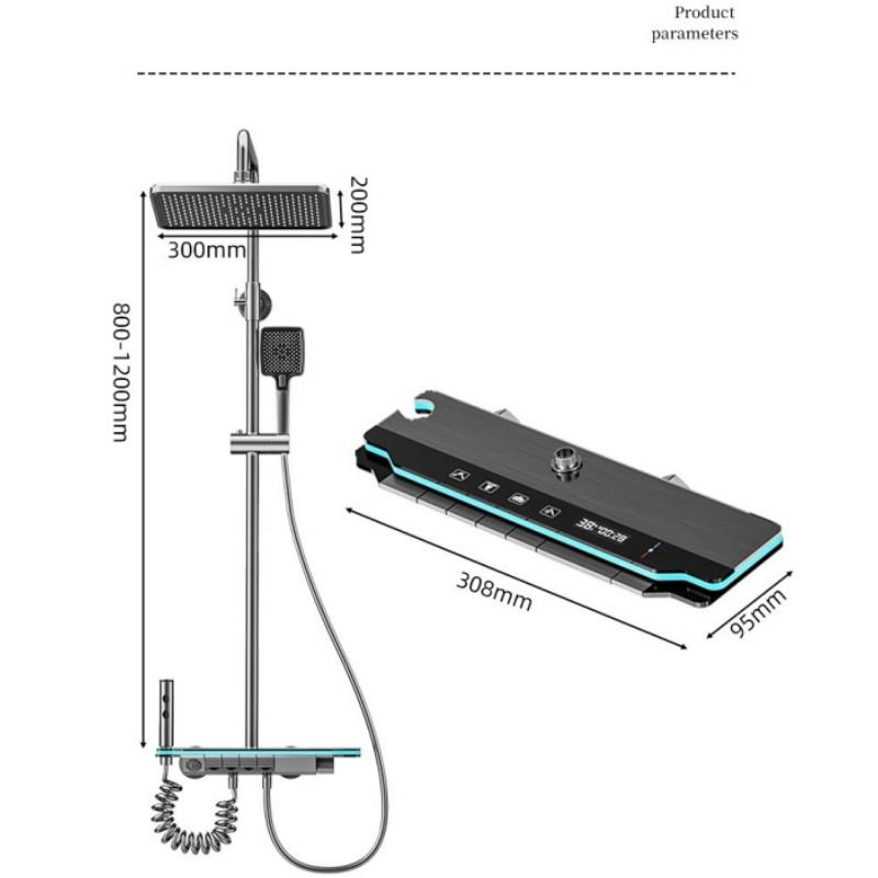 High-end Bathroom Shower Faucet Set 4 Functions Digital Temperature Display With Light Shower Hot Cold Shower Mixer Taps
