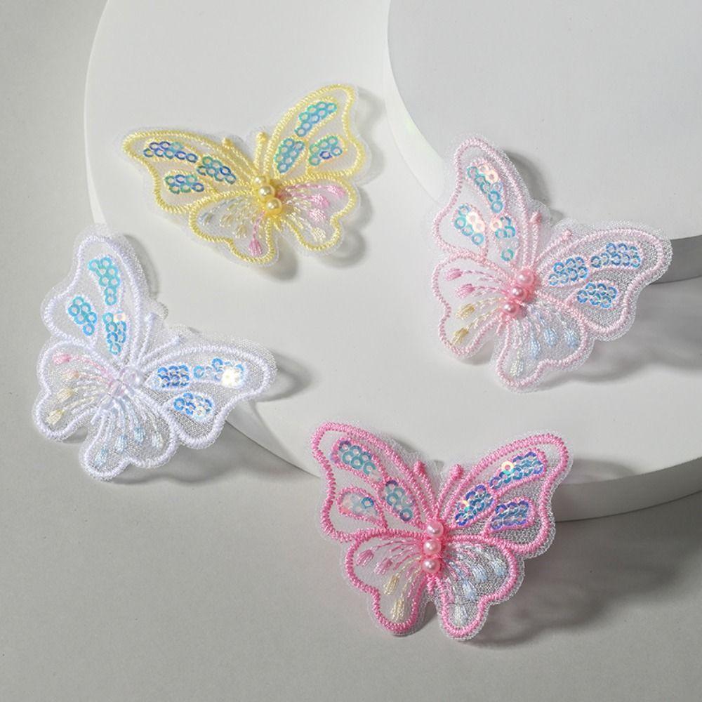 3D Пайетки Бабочка Вышитые Нашивки Однослойная Нашивка для Шитья Одежды Свадебные Аксессуары для Волос