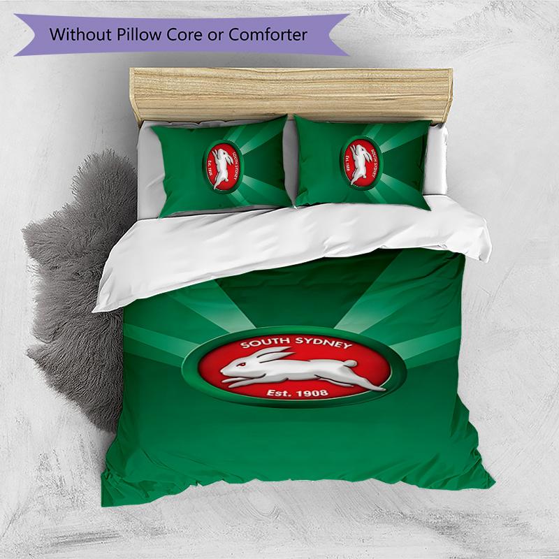 South Sydney Rabbitohs Printed 3PCS Bedding Set Soft Breathable Duvet Cover Pillowcases Set Washable Bedroom Decor Home Gift