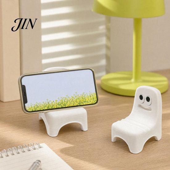 Small Mobile Stand 3D Printed Phone Holder, Ghost Chair Shape Compact Stand, Smiling Face Portable Anti-Slip Decorative for Home Office Travel
