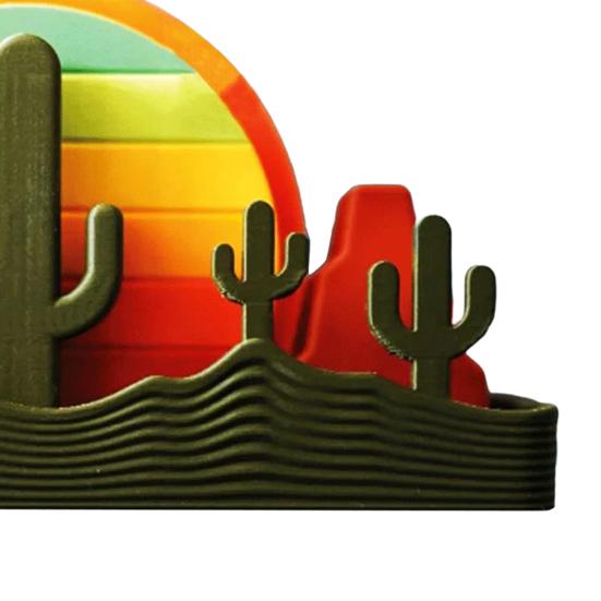 Sundowner Coaster Set with Cactus Toothpick Holder Mountain Salt & Pepper Shakers And Sun Bottle Opener Desert-Themed Table Decor for Party