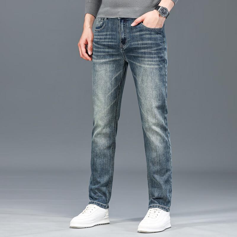 POLOMEISDO Men's Straight Fit Elastic Jeans
