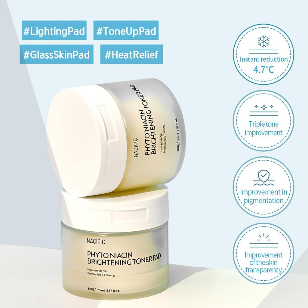 NACIFIC Осветляющий тонер-диск Phyto Niacin 160 мл 80 шт., охлаждающий, увлажняющий