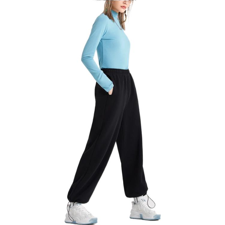 Li Ning Sports Fashion Series однотонные флисовые свободные брюки-джоггеры женские черные AKLRF66-1