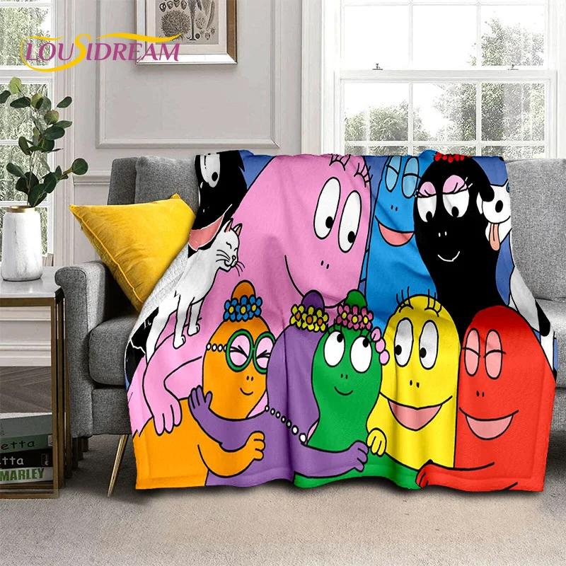 3D Cartoon Les Barbapapa Family Soft Blankets,Keep Warm Throw Blanket Comfortable Blanket for Picnic Beds Sofa Home Bedroom Kids